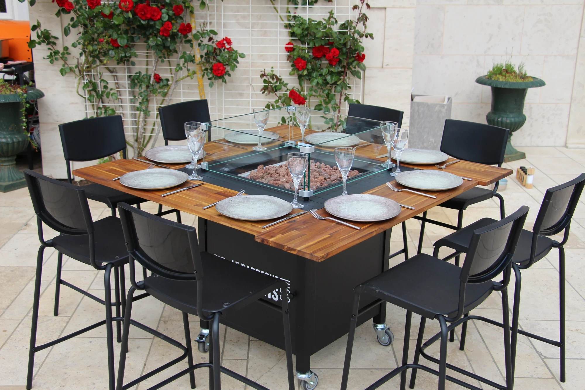 Table Brasero à Gaz - Mobilier Chauffant Haut de Gamme pour Terrasse et Jardin