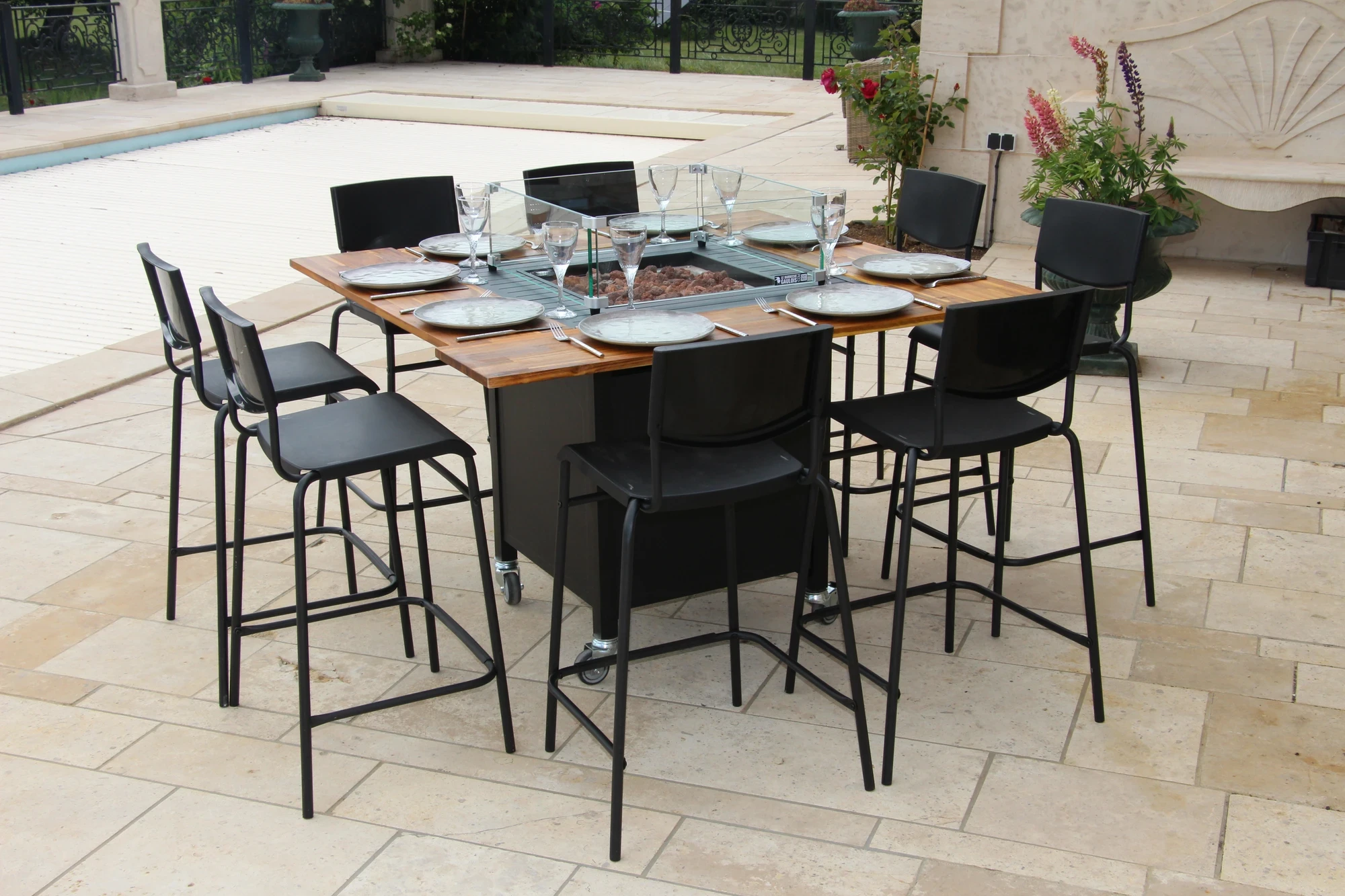 Table Brasero à Gaz - Mobilier Chauffant Haut de Gamme pour Terrasse et Jardin