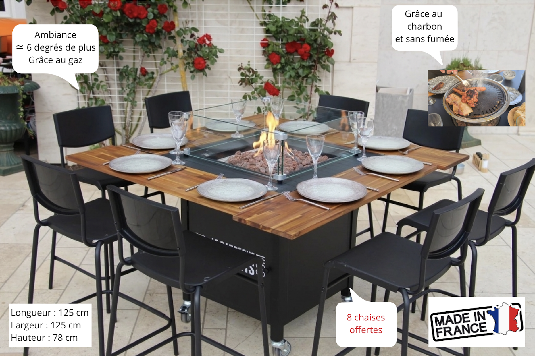 Table Brasero à Gaz Cancale