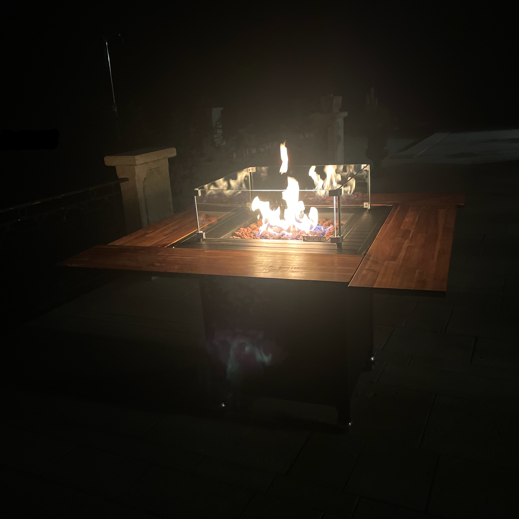 Table mobile carrée Brasero gaz
